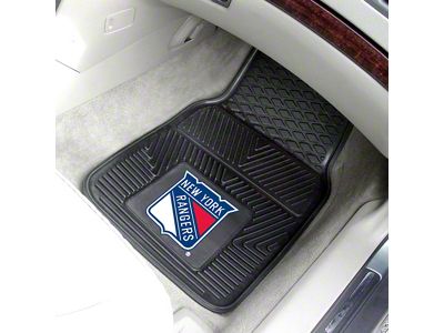 Vinyl Front Floor Mats with New York Rangers Logo; Black (Universal; Some Adaptation May Be Required)