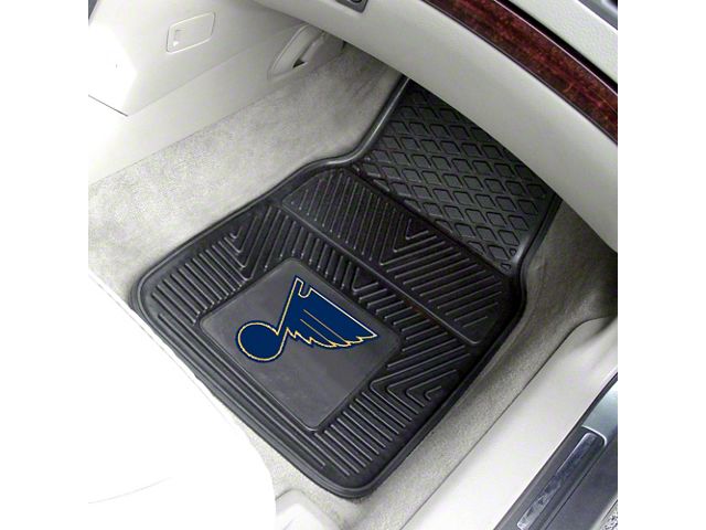 Vinyl Front Floor Mats with St. Louis Blues Logo; Black (Universal; Some Adaptation May Be Required)