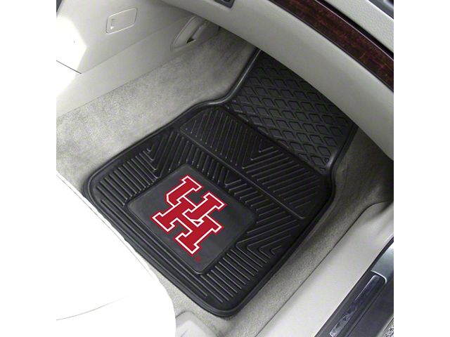 Vinyl Front Floor Mats with University of Houston Logo; Black (Universal; Some Adaptation May Be Required)