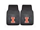 Vinyl Front Floor Mats with University of Illinois Logo; Black (Universal; Some Adaptation May Be Required)