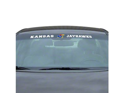 Windshield Decal with University of Kansas Logo; White (Universal; Some Adaptation May Be Required)