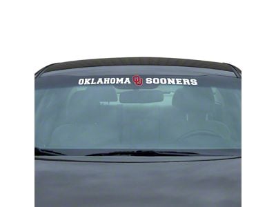 Windshield Decal with University of Oklahoma Logo; White (Universal; Some Adaptation May Be Required)