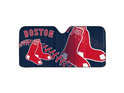 Windshield Sun Shade with Boston Red Sox Logo; Navy (Universal; Some Adaptation May Be Required)