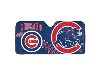 Windshield Sun Shade with Chicago Cubs Logo; Blue (Universal; Some Adaptation May Be Required)
