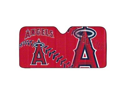 Windshield Sun Shade with Los Angeles Angels Logo; Red (Universal; Some Adaptation May Be Required)