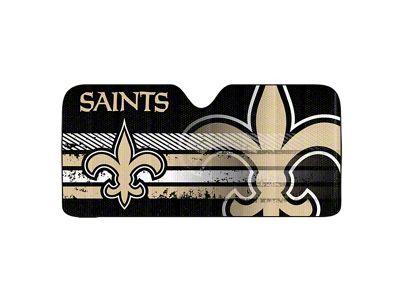 Windshield Sun Shade with New Orleans Saints Logo; Black (Universal; Some Adaptation May Be Required)