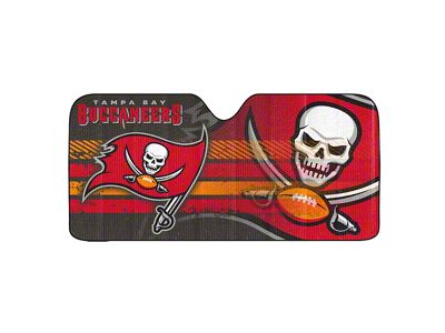 Windshield Sun Shade with Tampa Bay Buccaneers Logo; Red (Universal; Some Adaptation May Be Required)