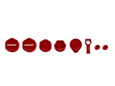 Fathouse Performance Billet Cap Kit; Red (20-22 Mustang GT500)