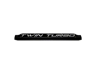 Fathouse Performance Radiator Plate with Twin Turbo Lettering; Black (15-17 Mustang; 18-22 Mustang GT350, GT500)