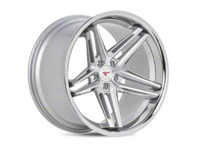 Ferrada Wheels CM1 Machine Silver with Chrome Lip Wheel; Rear Only 20x10; 40mm Offset (10-15 Camaro LS, LT, SS)