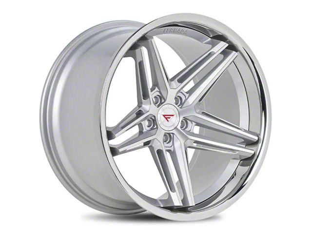 Ferrada Wheels CM1 Machine Silver with Chrome Lip Wheel; Rear Only; 20x10.5 (10-15 Camaro)