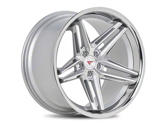 Ferrada Wheels CM1 Machine Silver with Chrome Lip Wheel; Rear Only; 20x11 (10-15 Camaro)