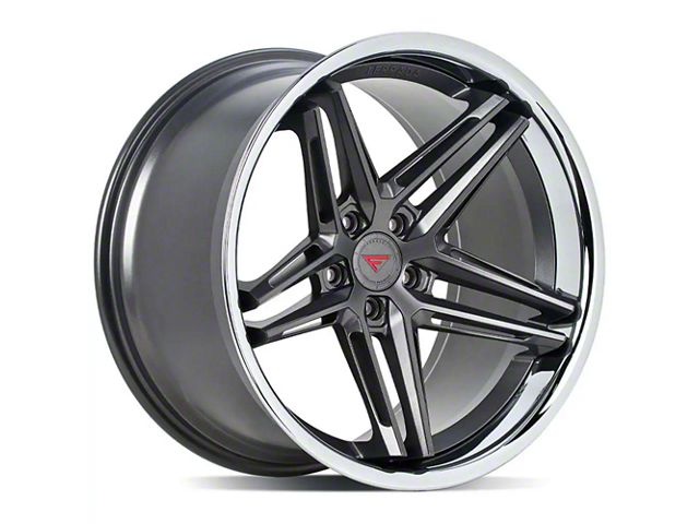 Ferrada Wheels CM1 Matte Graphite with Chrome Lip Wheel; Rear Only; 20x10.5 (10-15 Camaro)