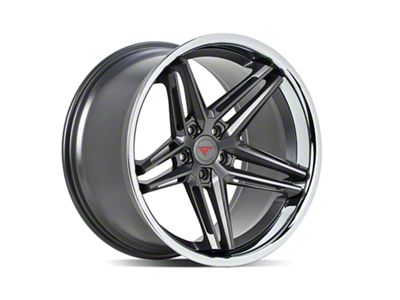 Ferrada Wheels CM1 Matte Graphite with Chrome Lip Wheel; Rear Only; 22x11; 20mm Offset (11-23 RWD Charger, Excluding Widebody)