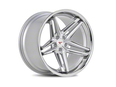 Ferrada Wheels CM1 Machine Silver with Chrome Lip Wheel; Rear Only; 20x10.5; 40mm Offset (15-23 Mustang GT, EcoBoost, V6)