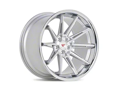 Ferrada Wheels CM2 Machine Silver with Chrome Lip Wheel; 20x9; 25mm Offset (15-23 Mustang GT, EcoBoost, V6)