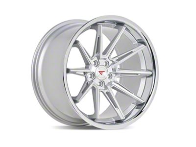 Ferrada Wheels CM2 Machine Silver with Chrome Lip Wheel; Rear Only; 20x10.5 (15-23 Mustang GT, EcoBoost, V6)