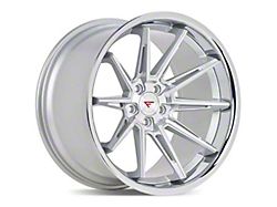 Ferrada Wheels CM2 Machine Silver with Chrome Lip Wheel; Rear Only; 20x11; 50mm Offset (15-23 Mustang GT, EcoBoost, V6)