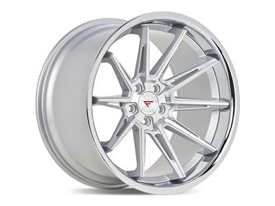 Ferrada Wheels CM2 Machine Silver with Chrome Lip Wheel; 22x9.5; 12mm Offset (08-23 RWD Challenger, Excluding Widebody)