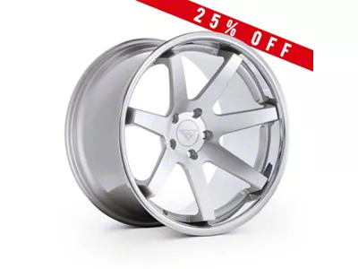 Ferrada Wheels FR1 Machine Silver with Chrome Lip Wheel; Rear Only; 20x10.5; 15mm Offset (08-23 RWD Challenger, Excluding Widebody)