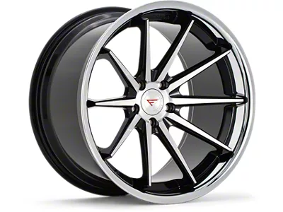 Ferrada Wheels FR4 Machine Black with Chrome Lip Wheel; 22x9.5; 15mm Offset (08-23 RWD Challenger, Excluding Widebody)