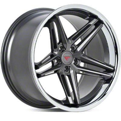 Ferrada Wheels CM1 Machine Black with Chrome Lip Wheel; Front Only; 20x10; 40mm Offset (23-25 Corvette C8 E-Ray, Z06)