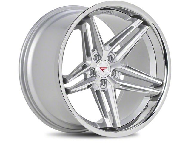 Ferrada Wheels CM1 Machine Silver with Chrome Lip Wheel; Front Only; 19x9.5 (20-24 Corvette C8 Stingray)