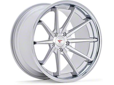 Ferrada Wheels FR4 Machine Silver with Chrome Lip Wheel; Front Only; 20x9; 35mm Offset (20-25 Corvette C8 Stingray)