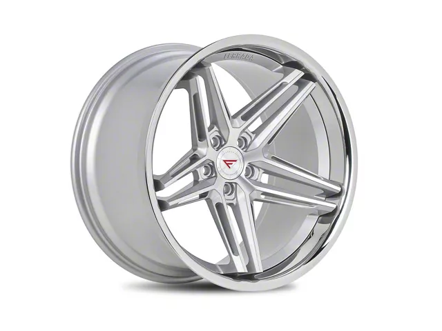Ferrada Wheels CM1 Machine Silver with Chrome Lip Wheel; Rear Only; 20x10.5 (2024 Mustang)