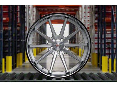 Ferrada Wheels FR4 Machine Silver with Chrome Lip Wheel; 22x9; 35mm Offset (24-25 Mustang)