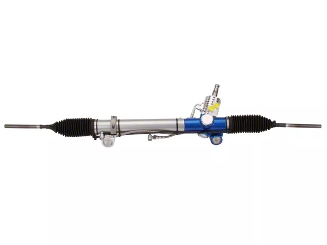 Flaming River Billet-Power Rack and Pinion with 15.50-Inch Mounting; Blue Valve Housing (79-93 Mustang)