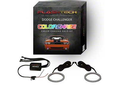 Flashtech ColorChase External Waterproof LED Halo Fog Light Kit; RGB (08-14 Challenger)