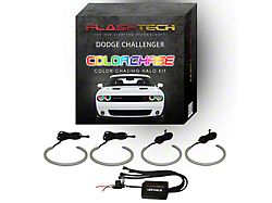 Flashtech ColorChase External Waterproof LED Halo Headlight Kit; RGB (15-23 Challenger)