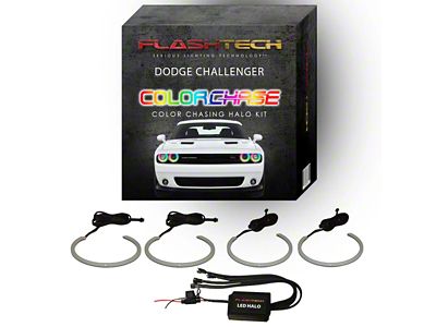 Flashtech ColorChase External Waterproof LED Halo Headlight Kit; RGB (15-23 Challenger)