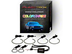 Flashtech ColorChase External Waterproof LED Halo Headlight and Fog Light Kit; RGB (08-14 Challenger)