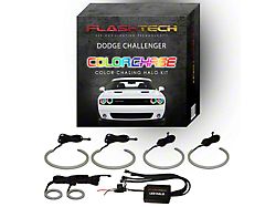 Flashtech ColorChase External Waterproof LED Halo Headlight and Fog Light Kit; RGB (15-23 Challenger)