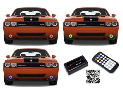 Flashtech V.3 Fusion Color Change External Waterproof LED Halo Fog Light Kit; RGB (08-14 Challenger)