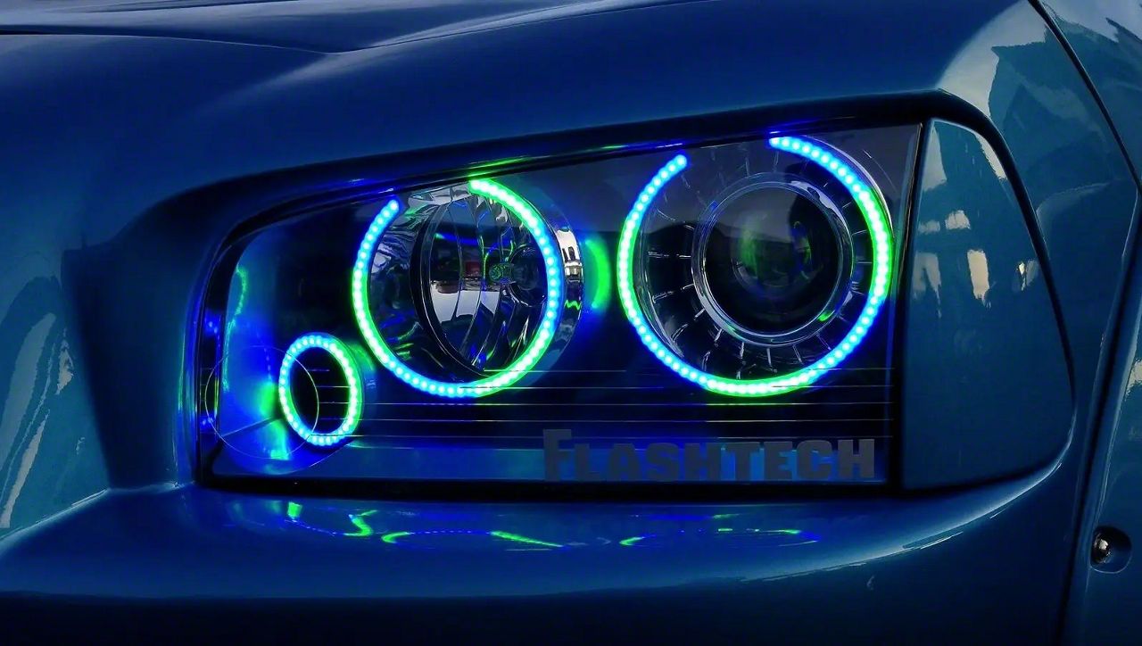 how to charge a foger switch pro Flashtech Colorchase LED Chasing Halo Ring Fog Light Kit For Dodge Charger 05-10 main image 0