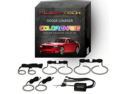 Flashtech ColorChase LED Halo Headlight and Fog Light Kit; RGB (06-10 Charger)