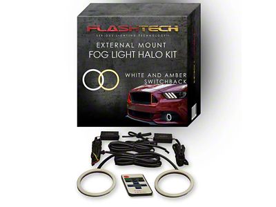 Flashtech External Waterproof LED Halo Fog Light Kit; White/Amber Switchback (06-10 Charger)