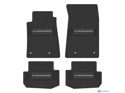 Factory Floorpan Fit Custom Vintage Scene Front and Rear Floor Mats with Camaro Insert; Grey (10-15 Camaro)