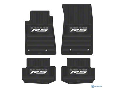 Factory Floorpan Fit Custom Vintage Scene Front and Rear Floor Mats with Camaro RS Insert; Grey (10-15 Camaro)