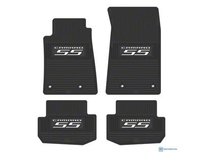 Factory Floorpan Fit Custom Vintage Scene Front and Rear Floor Mats with Camaro SS Insert; Grey (10-15 Camaro)