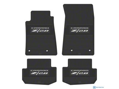 Factory Floorpan Fit Custom Vintage Scene Front and Rear Floor Mats with Camaro Z/28 Insert; Grey (10-15 Camaro)
