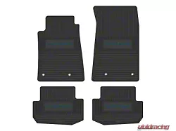 Factory Floorpan Fit Custom Vintage Scene Front and Rear Floor Mats with Dark Blue Camaro Insert; Black (10-15 Camaro)