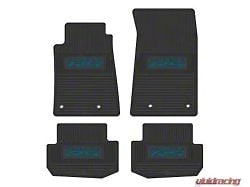 Factory Floorpan Fit Custom Vintage Scene Front and Rear Floor Mats with Dark Blue Camaro RS Insert; Black (10-15 Camaro)