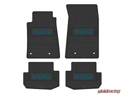 Factory Floorpan Fit Custom Vintage Scene Front and Rear Floor Mats with Dark Blue Camaro SS Insert; Black (10-15 Camaro)