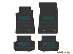 Factory Floorpan Fit Custom Vintage Scene Front and Rear Floor Mats with Dark Blue ZL1 Camaro Insert; Black (10-15 Camaro)