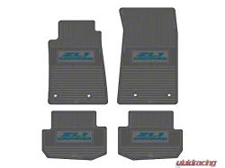 Factory Floorpan Fit Custom Vintage Scene Front and Rear Floor Mats with Dark Blue ZL1 Camaro Insert; Grey (10-15 Camaro)