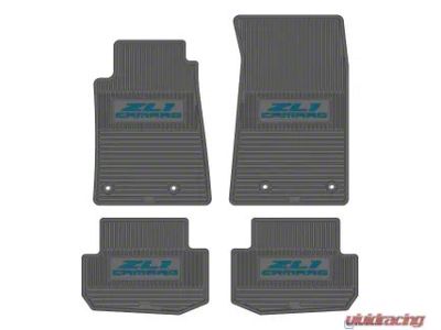 Factory Floorpan Fit Custom Vintage Scene Front and Rear Floor Mats with Dark Blue ZL1 Camaro Insert; Grey (10-15 Camaro)